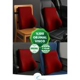 Visco Bel Yastığı Sırt Minderi Ortopedik Bel Minderi Ortopedik Sırt Yastığı %100 Visco Destek Minder - 53 x 37 cm - Bordo