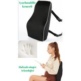 Visco Bel Yastığı Sırt Minderi Ortopedik Bel Minderi Ortopedik Sırt Yastığı %100 Visco Destek Minderi Ergonomik Yastık Siyah Renk Kılıflı ve Fermuarlı Bel Yastığı - 13 x 41 x 51 cm