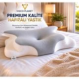 Visco Boyun Yastığı Memory Foam Boyun Destekli Ergonomik Uyku Yastığı 62X42X13/10 cm
