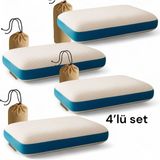 Visco Klimalı Boyun Destekli Yastık 4’lü Set – 60 x 40 x 12 Cm, Kenarları Fileli, Hava Geçirgen - Beyaz