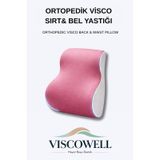 Visco Ortopedik Bel Destek Yastığı, Ofis, Araba, Sandalye, Koltuk, Sırt Yastığı Minderi Pembe