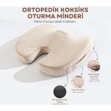 Visco Ortopedik, Kaydırmaz Tabanlı, Ofis, Araba, Koksiks Oturma Minderi, 45X34X7CM - 45 x 34 x 7 cm - Camel