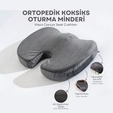 Visco Ortopedik, Kaydırmaz Tabanlı, Ofis, Araba, Koksiks Oturma Minderi, 45X34X7CM - 45 x 34 x 7 cm - Füme