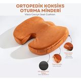 Visco Ortopedik, Kaydırmaz Tabanlı, Ofis, Araba, Koksiks Oturma Minderi, 45X34X7CM - 45 x 34 x 7 cm - Kiremit Rengi