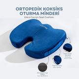 Visco Ortopedik, Kaydırmaz Tabanlı, Ofis, Araba, Koksiks Oturma Minderi, 45X34X7CM - 45 x 34 x 7 cm - Lacivert