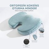 Visco Ortopedik, Kaydırmaz Tabanlı, Ofis, Araba, Koksiks Oturma Minderi, 45X34X7CM - 45 x 34 x 7 cm - Mint