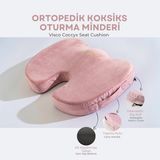 Visco Ortopedik, Kaydırmaz Tabanlı, Ofis, Araba, Koksiks Oturma Minderi, 45X34X7CM - 45 x 34 x 7 cm - Pembe