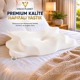 Visco Planet Ortopedik Visco Boyun Yastığı Memory Foam Boyun Destekli Ergonomik Uyku Yastığı 62X42X13/10 cm - 62 x 42 cm - Beyaz