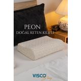 visco sleep Ortopedik Visco Çocuk Yastığı Küçük Boyun Destekli Yastık Peon Doğal Keten Kılıflı 45x30x10-7 cm
