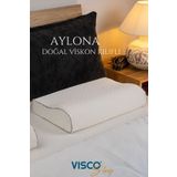 visco sleep Ortopedik Visco Yastık Boyun Destekli Yastık Aylona Doğal Viskon Kılıflı 55x35x11-7 cm