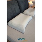 visco sleep Ortopedik Visco Yastık Boyun Destekli Yastık Visco Yastık Helen Doğal Viskon Kılıflı 56x42x12-11 CM