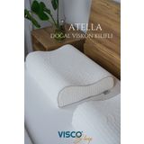 visco sleep Ortopedik Visco Yastık Boyun Destekli Yastık Visko Yastık Atella Doğal Viskon Kılıflı 60x40x14-12 Cm