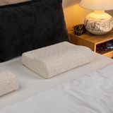 Visco Sleep Ortopedik Yastık Visco Yastık Peon Küçük Ergonomik Yastık Doğal Keten Kılıflı Yastık 45x30x10-7 cm - 45 x 30 x 10 cm - Krem