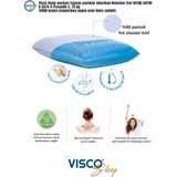 Visco Sleep Visco Yastık Mavi Hava Kanallı Ergonomik Yastık Pavo Penye Pamuk Kılıflı 60 x 40 x 15 cm - 60 x 40 x 15 cm