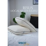 visco sleep Yastık Ergonomik Yastık Risus Doğal Keten Kılıflı Yastık 60x40x15 cm