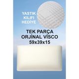 Visco Yastık Ortopedik Boyun Destekli Hafızalı Sünger | Rahat Uyku ve Maksimum Konfor - 59 x 39 cm - Beyaz