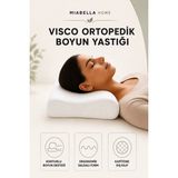 Visco Yastık Ortopedik Yastık Boyun Düzleşmesi Yastığı Ortapedik Boyun Yastığı Boyun Fıtığı Yastığı - 46 x 30 cm - Beyaz