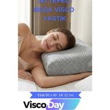 Viscoday Mega Boy Ortopetik Yastık Boyun Fıtığı Boyun Düzleşmesi Için Yastık 60X40X14/12CM - 60 x 40 x 12 x 14 cm - Gri-2