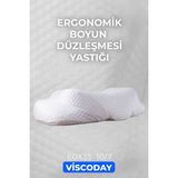 Viscoday Ortopedik Boyun Düzleşmesi Boyun Fıtığı Boyun Destek Yastığı Beyaz Renk Orta Sertlik ile Ergonomik Tasarım - 60 x 40 x 11 x 8 cm