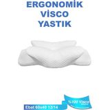 Viscoday Ortopedik Visco Yastık Boyun Fıtığı Boyun Düzleşmesi Boyun Destekli Güzellik Yastığı - Beyaz - 60 x 40 x 12 x 14 cm