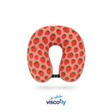 Viscofly Ortopedik Seyahat Yastığı- Boyun Yastığı - 30*30*10 cm-% 100 Visco Dolgu-Kadife - Çilek Desen ad5007