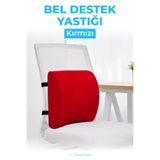 Viscofoam Ortopedik Bel Yastığı Ofis Sandalye Araç Koltuk Bel Destek Yastığı Visco Bel Yastığı Kırmızı