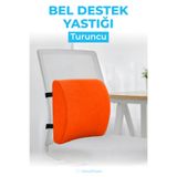 Viscofoam Ortopedik Bel Yastığı Ofis Sandalye Araç Koltuk Bel Destek Yastığı Visco Bel Yastığı Turuncu