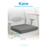 Viscofoam Ortopedik Visco Kare Oturma Minderi Kuyruk Sokumu Destekli Ergonomik Koltuk Minderi - Gri