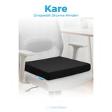Viscofoam Ortopedik Visco Kare Oturma Minderi Kuyruk Sokumu Destekli Ergonomik Koltuk Minderi - Siyah