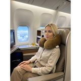 Viscohappy Premium Profesyonel %100 Visco Dökme Kalıp Ortopedik Seyahat Yastığı Ergonomik - Camel