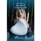 Viscolux Diz Arası Ortopedik Yastık - V Model Diz Arası Yastık Visco Yastık Mavi 25x25x15