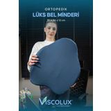 Viscolux Ortopedik Lüks Bel Destek Yastığı - Premium Visco Bel Destek Minderi Mavi 54x42x9