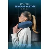 Viscolux Ortopedik Visco Seyahat Yastığı - Visco Boyun Destekli Yastık Mavi 30x30x12