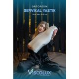 Viscolux Servikal Boyun Destekli Ortopedik Yastık - Boyun Düzleşmesi Visco Yastık Mavi 56x34x10,5