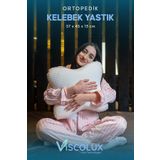 Viscolux Visco Kelebek Yastık - Özel Ortopedik Boyun Destekli Visco Yastık Pembe 57x45x13
