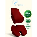 Viscomina % 100 Visco Ortopedik Oturma Minderi % 100 Visco Ortopedik Bel Minderi 2 Li Takım Bordo - Standart - Renkli