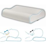 Viscomina Çift Taraflı Yüksek Boyun Destekli Ortopedik Yastık Visco Yastık (60X40X14/12 Cm) - 60 x 40 x 15 cm - Koyu Mavi - Beyaz