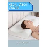 Viscomina Mega Boy Ortopetik Visco Yastık Boyun Fıtığı Boyun Düzleşmesi Için Visco Yastık 60X40X14/12 cm - Standart - Beyaz