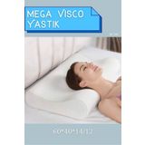 Viscomina Mega Boy Ortopetik Visco Yastık Boyun Fıtığı Boyun Düzleşmesi Için Visco Yastık 60x40x14/12 Cm