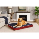 Viscopet Lüks Visko 10CM Blok Süngerli 100% Sıvı Geçirmez Alezli Fermuarlı Yıkanabilir Köpek Yatağı - 2XL - Şönil Mavi - Kırmızı