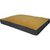 Viscopet Lüks Visko 10CM Blok Süngerli 100% Sıvı Geçirmez Alezli Fermuarlı Yıkanabilir Köpek Yatağı - Hardal - Siyah - 2XL