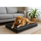 Viscopet Lüks Visko 10CM Blok Süngerli 100% Sıvı Geçirmez Alezli Fermuarlı Yıkanabilir Köpek Yatağı - XL - Siyah