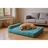 Viscopet Premium Cleopatra Blok Süngerli Alezli Fermuarlı Yıkanabilir Köpek Yatağı - 2XL - Petrol Yeşili