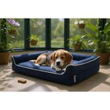 Viscopet Premium Sofa Blok Sungerli Alezli Fermuarlı Yıkanabilir Köpek Yatağı - 60 x 75 cm - Koyu Mavi