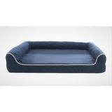 Viscopet Premium Sofa Blok Sungerli Alezli Fermuarlı Yıkanabilir Köpek Yatağı - 80 x 110 cm - Koyu Mavi