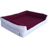 Viscopet Premium Sofa Blok Sungerli Alezli Fermuarlı Yıkanabilir Köpek Yatağı-Bordo Krem - 60 x 75 cm