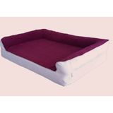 Viscopet Premium Sofa Blok Sungerli Alezli Fermuarlı Yıkanabilir Köpek Yatağı-Bordo Krem - 70 x 95 cm