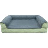 Viscopet Premium Sofa Blok Sungerli Alezli Fermuarlı Yıkanabilir Köpek Yatağı-Fume Krem - 80 x 110 x 22 cm - Füme - Krem