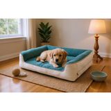 viscopet Premium Sofa Blok sungerli Alezli Fermuarlı Yıkanabilir Köpek Yatağı (Petrocream) (X-Large)