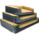Viscopet Premium Sofa Blok Sungerli Alezli Fermuarlı Yıkanabilir Köpek Yatağı-S-Hardalsiyah - Hardal - Gri - 70 x 95 cm